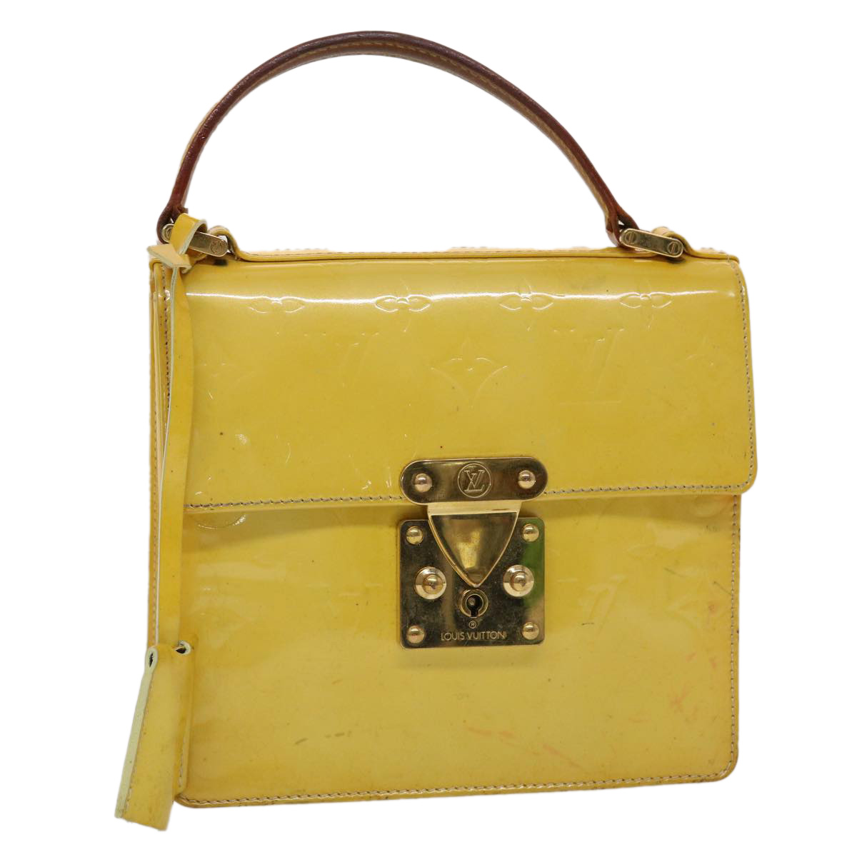 Louis Vuitton Monogram Vernis Spring Street Hand Bag Yellow M91068 Lv Auth 46752